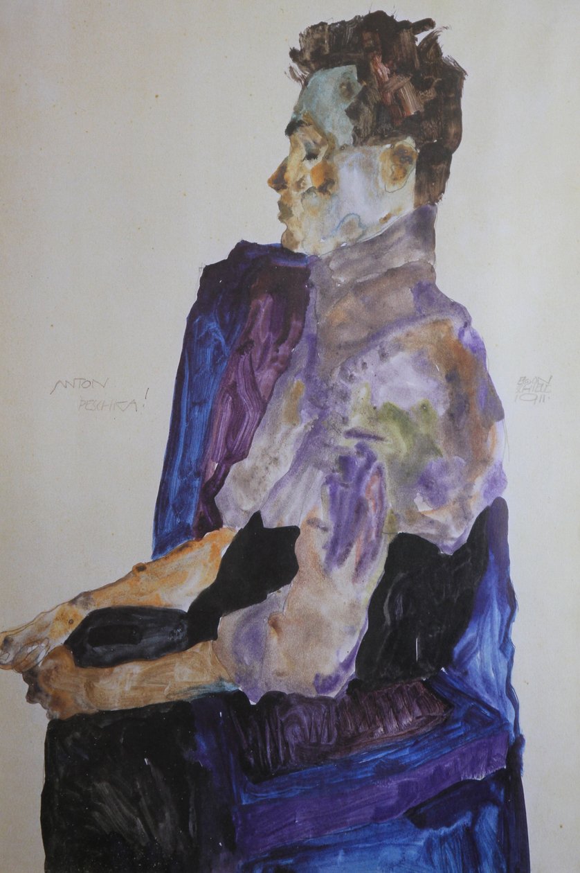 Portret van Anton Peschka, 1911 door Egon Schiele
