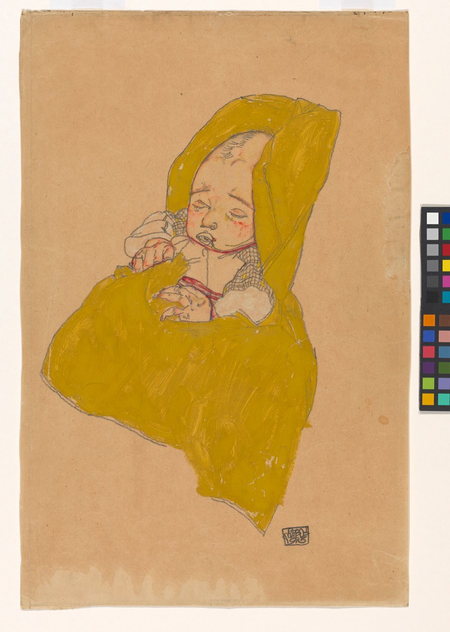 Säugling im Wickelpolster door Egon Schiele