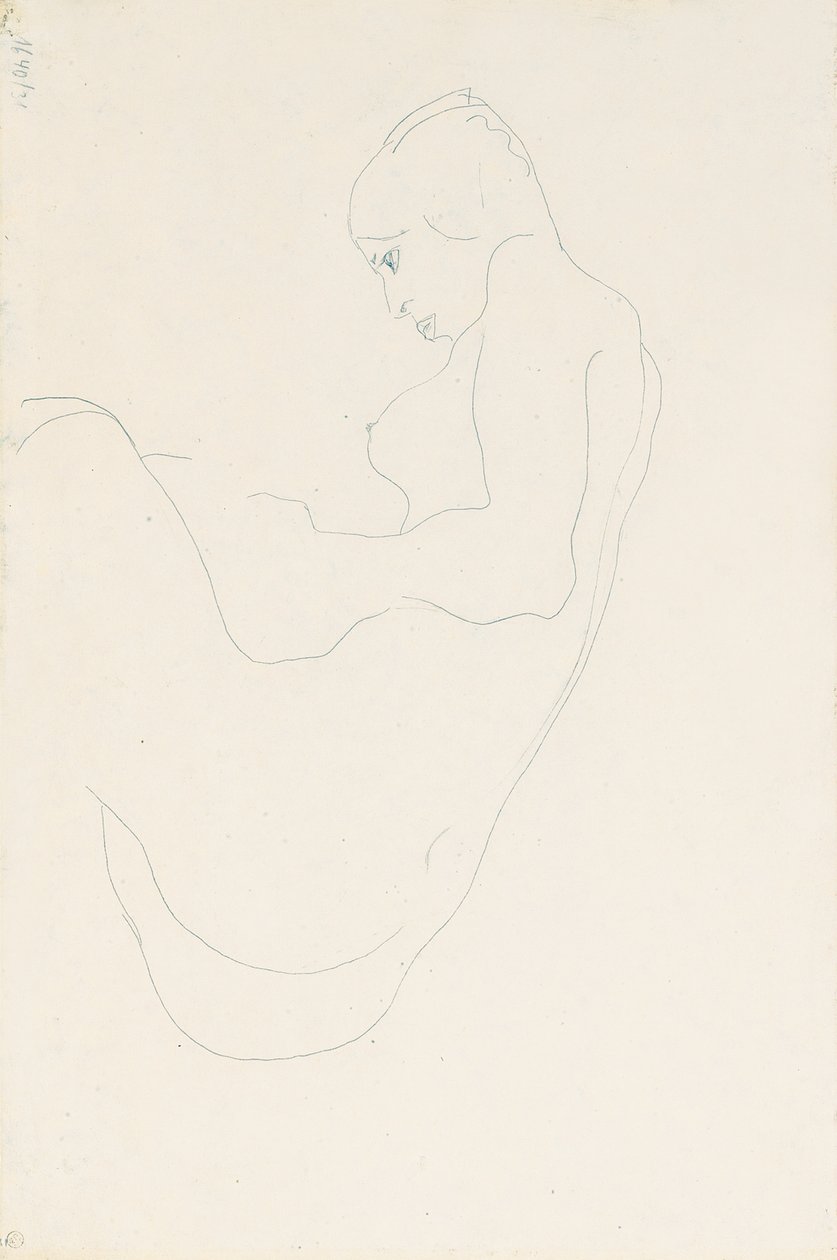 Zittend naakt door Egon Schiele
