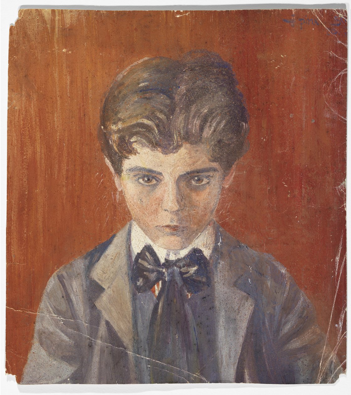 Zelfportret tegen rode achtergrond door Egon Schiele