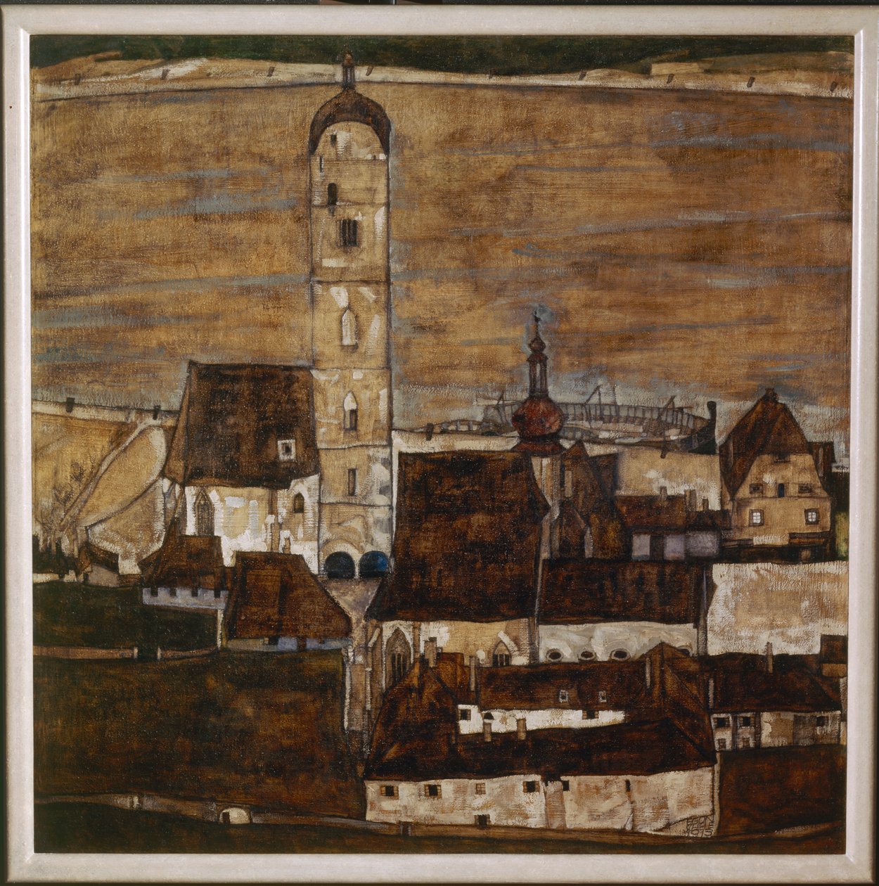 Stadt Stein II (schilderij op doek) door Egon Schiele