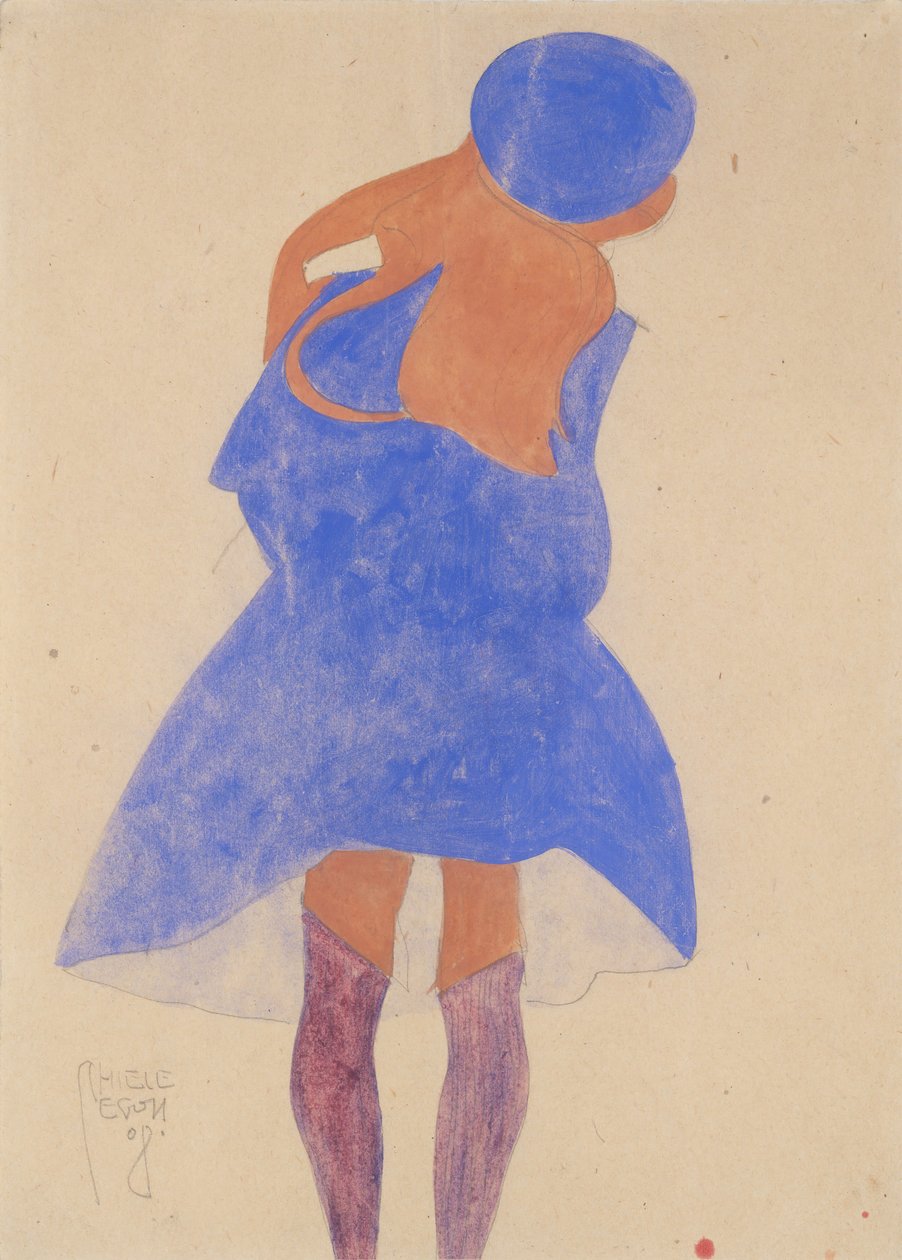 Staand meisje, rugaanzicht door Egon Schiele