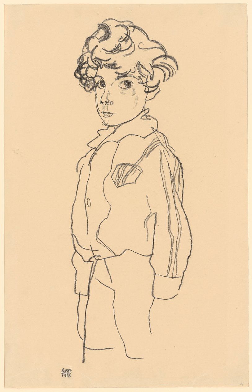Staande jongen door Egon Schiele