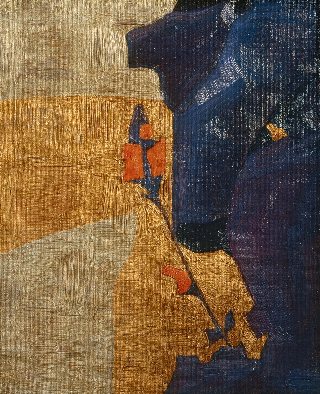 Gestileerde bloem tegen een decoratieve achtergrond ... (brons) door Egon Schiele