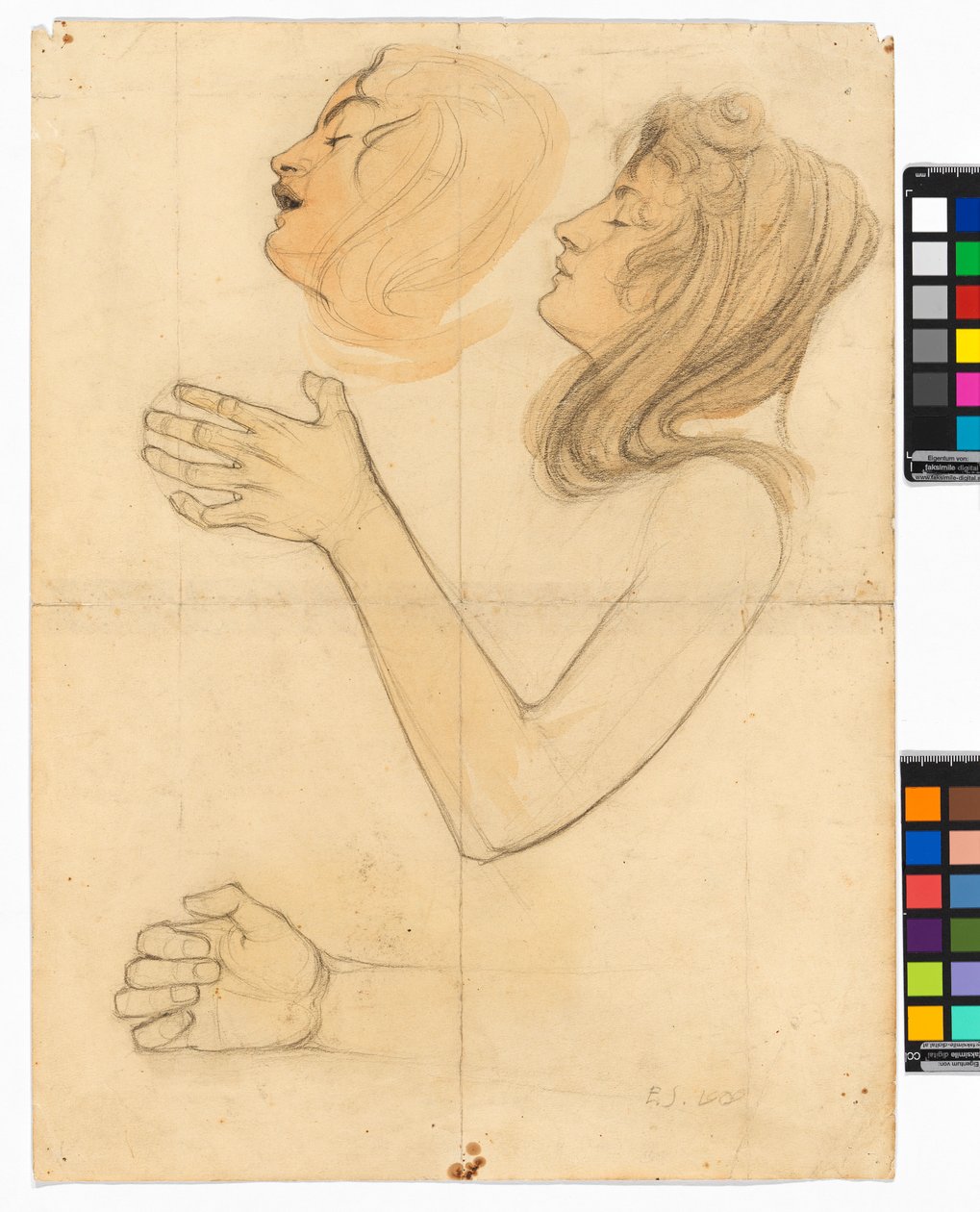 Studien der Schwester des Künstlers, Gertrude Schiele door Egon Schiele