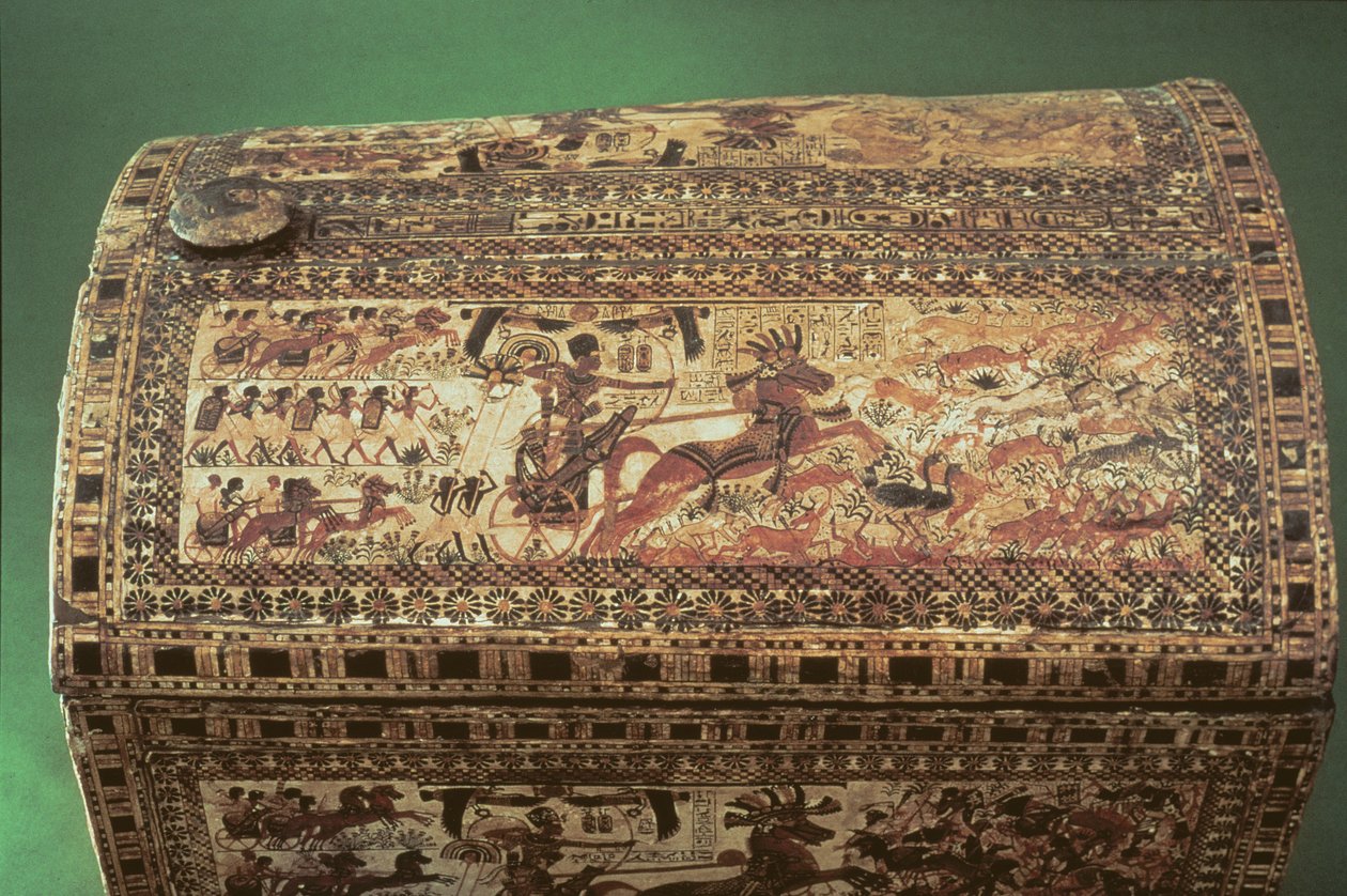 Detail van een kist van Toetanchamon door Egyptian 18th Dynasty