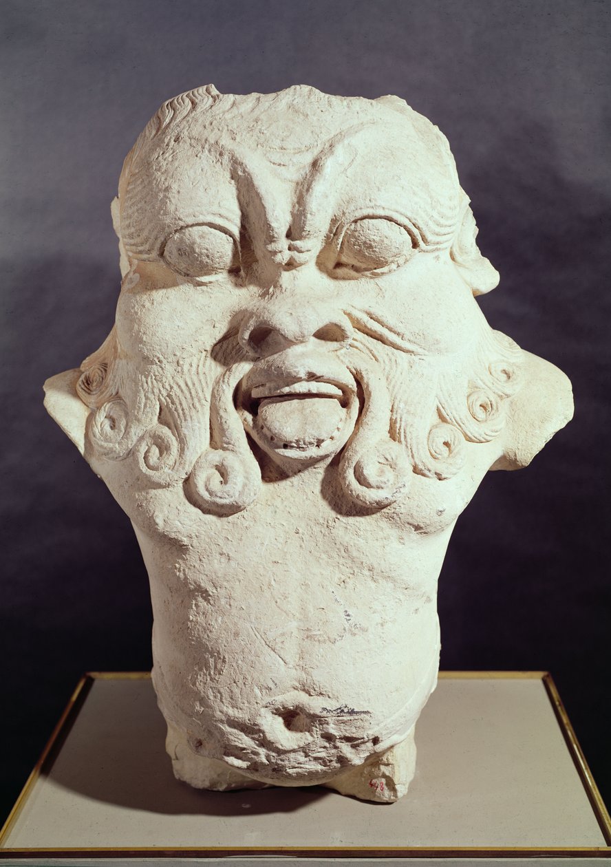 De God Bes steen door Egyptian Ptolemaic Period