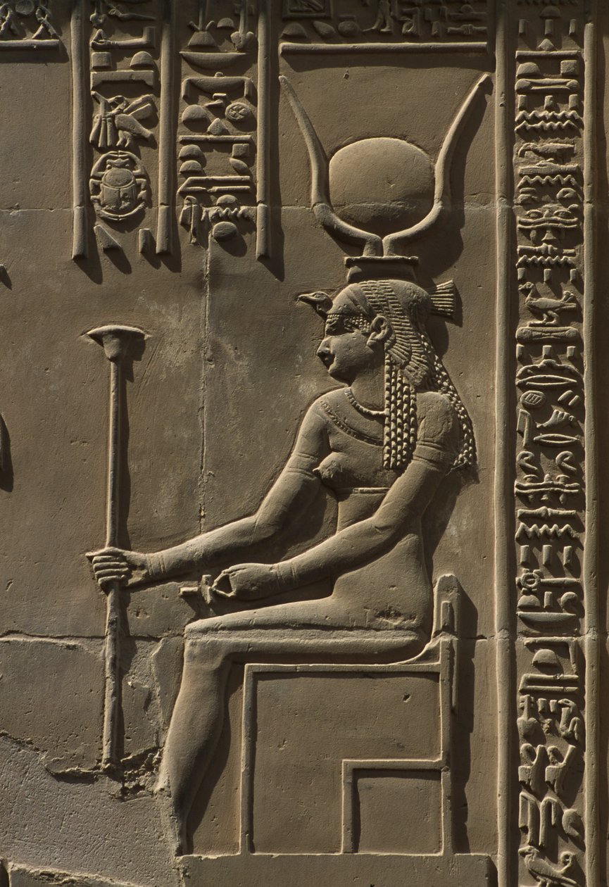 Detail van een reliëf, Hathor door Egyptian