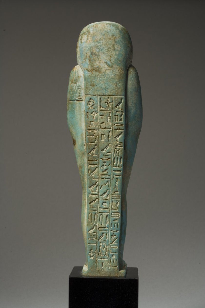 Achteraanzicht van een Ushabti-figuur voor Hor-Khebi, Late Dynastieke Periode, late 25e-vroege 26e Dynastie, c.700-600 v.Chr. door Egyptian