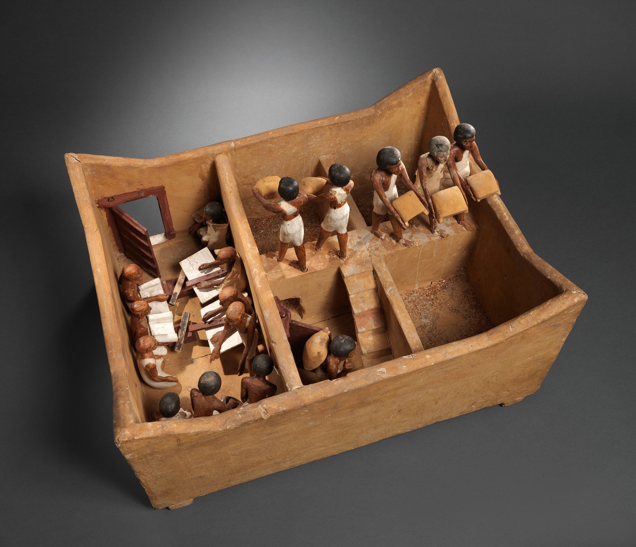 Model van een graanschuur met schrijvers uit het graf van Meketre, ca. 1981-1975 v.Chr. door Egyptian 12th Dynasty