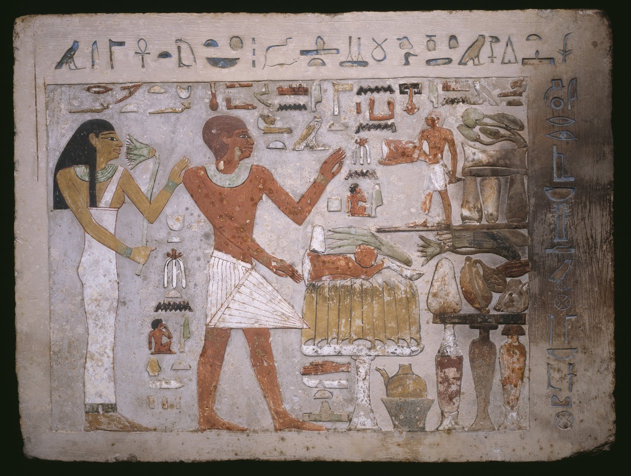 Muurfragment uit het Graf van Amenemhet en Zijn Vrouw Hemet door Egyptian 12th Dynasty
