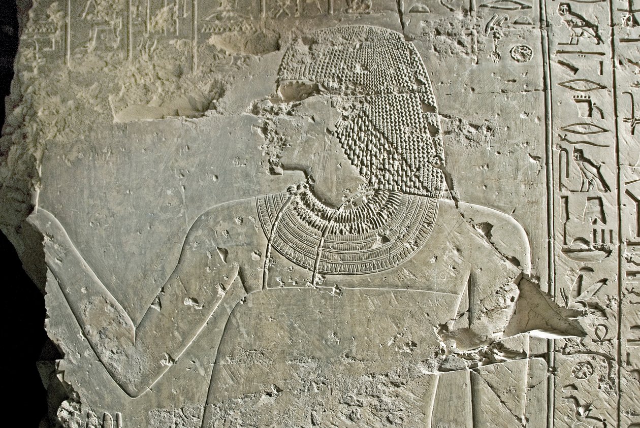 Egyptische oudheden: voorstelling van vizier Ramose. Laag reliëf van zijn graf (18e dynastie). Luxor, Thebe, Graf van Edelen Egypte door Egyptian 18th Dynasty