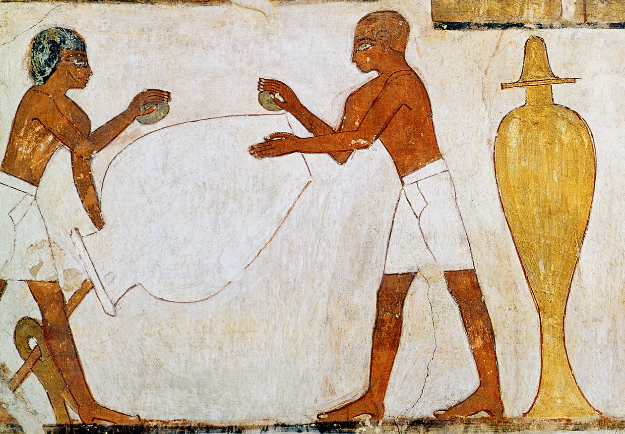 Graveren en polijsten van vazen in goud en zilver, uit het graf van Rekhmire door Egyptian 18th Dynasty