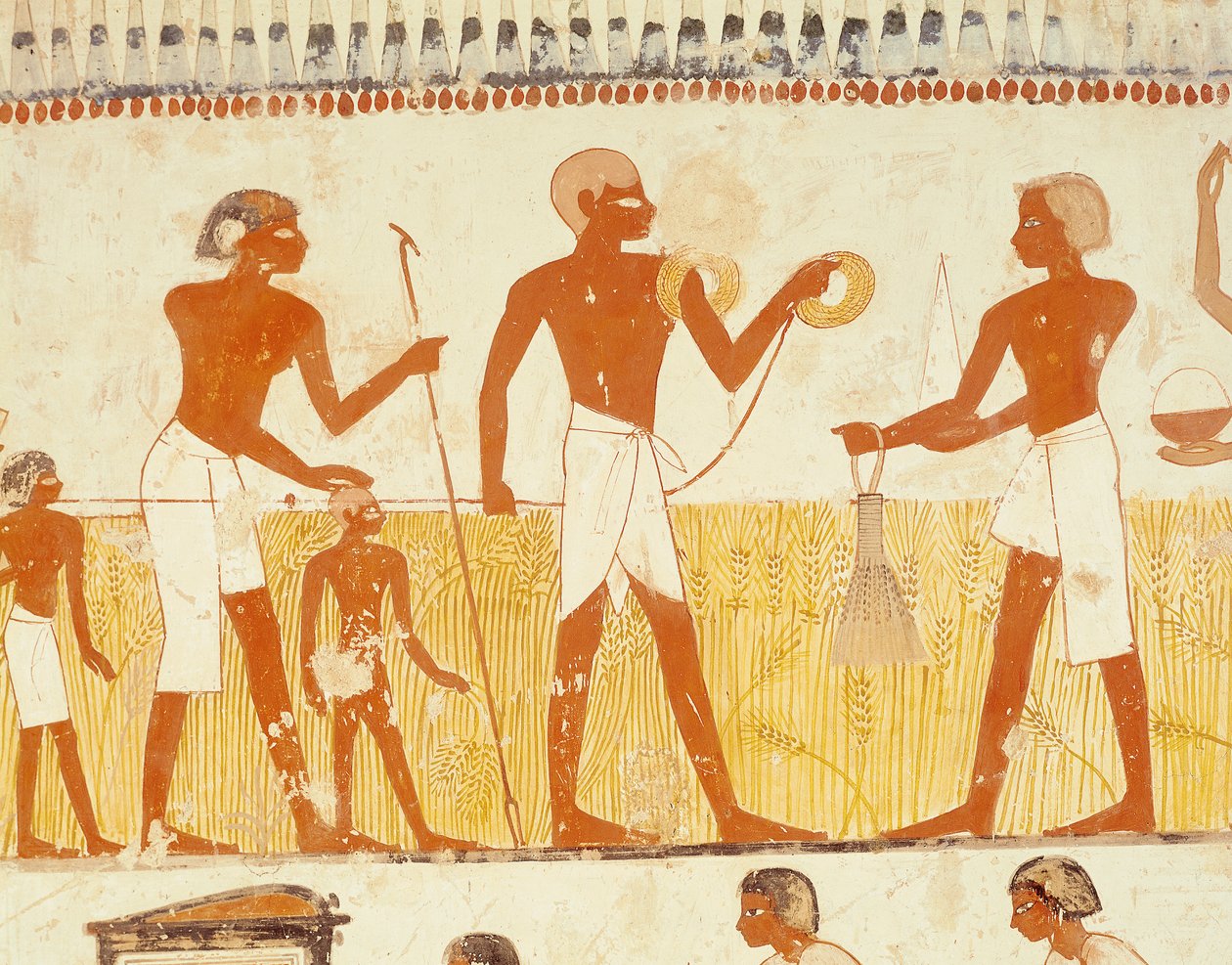 Het land meten met een touw, uit de grafkapel van Menna, Nieuwe Rijk door Egyptian 18th Dynasty
