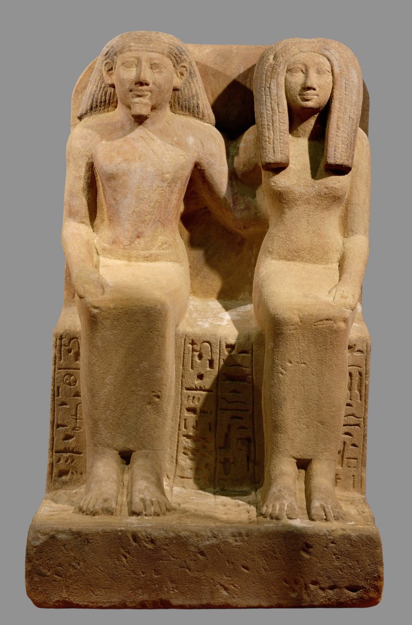 Ounsu, schrijver-boekhouder, en zijn vrouw Imenhetep ... door Egyptian 18th Dynasty