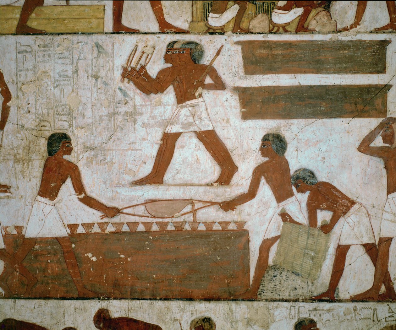 Rekhmere inspecteert het werk van zijn goudsmeden door Egyptian 18th Dynasty