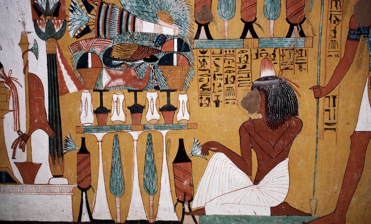 Muurschildering, Tombe van Sennedjem, Vallei der Koningen, Luxor, Thebe (Unesco Werelderfgoedlijst) door Egyptian 18th Dynasty