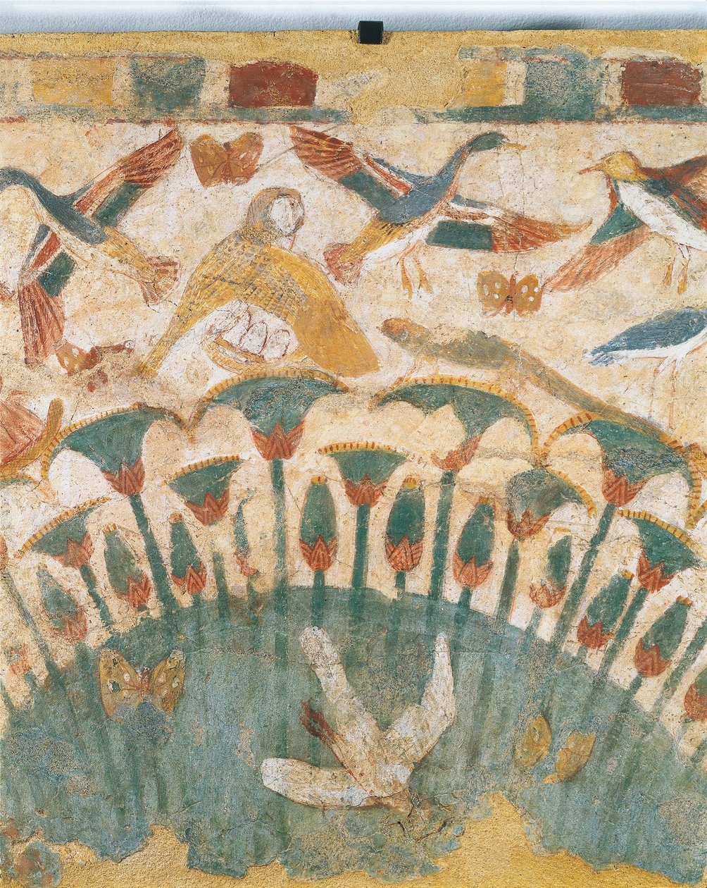 Muurschildering die flora en fauna van moerassen langs de rivier de Nijl afbeeldt, uit het graf van Neferhetep (detail) door Egyptian 18th Dynasty