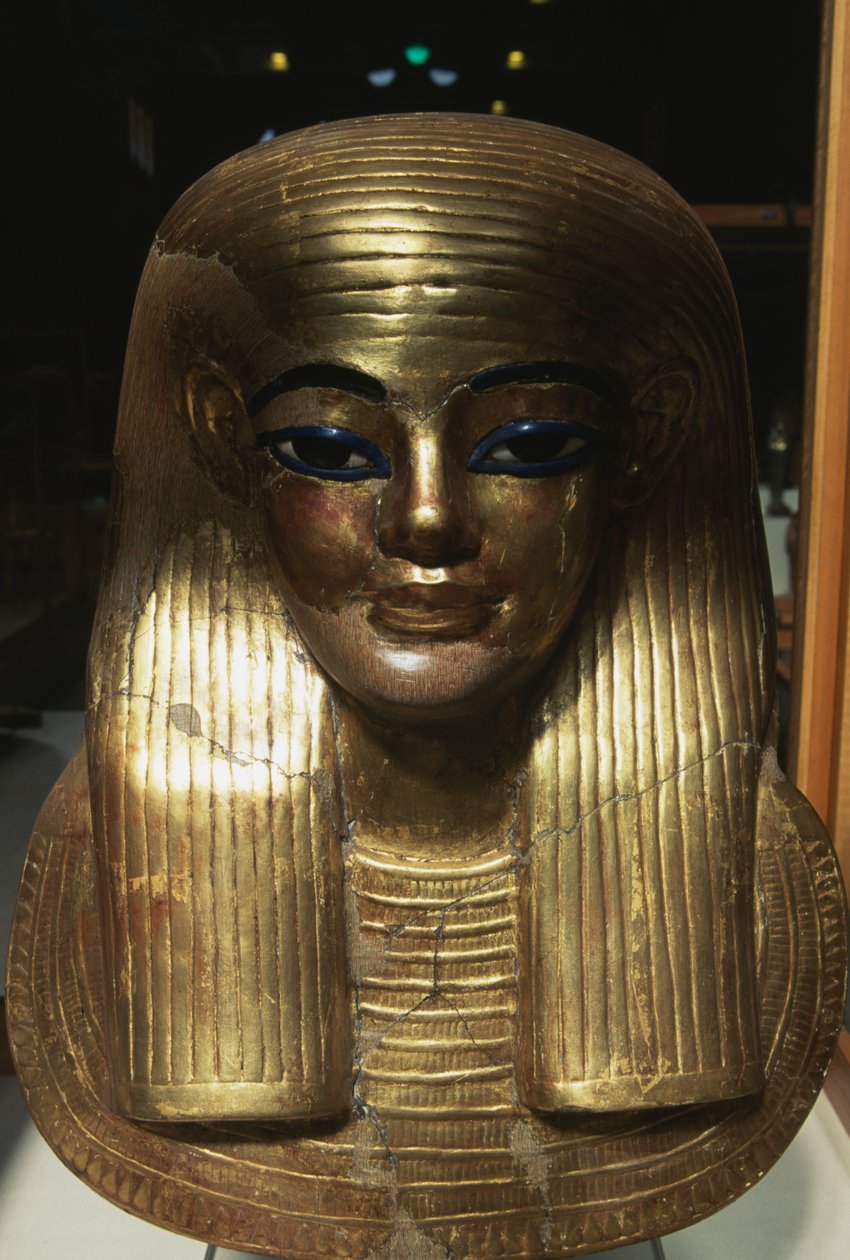 Dodenmasker van Yuya, uit het graf van Yuya Tjuya, Vallei der Koningen, Egypte, Egyptische beschaving, Nieuwe Rijk, Dynastie XVIII door Egyptian 18th Dynasty