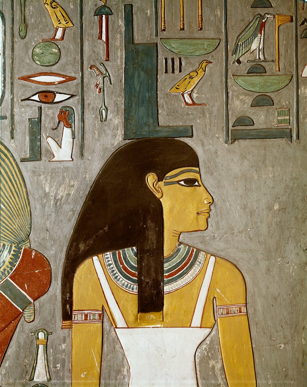 (detail) fresco met Isis, Egypte, Luxor (XVIII Dynastie, Thoetmosis III) door Egyptian 18th Dynasty