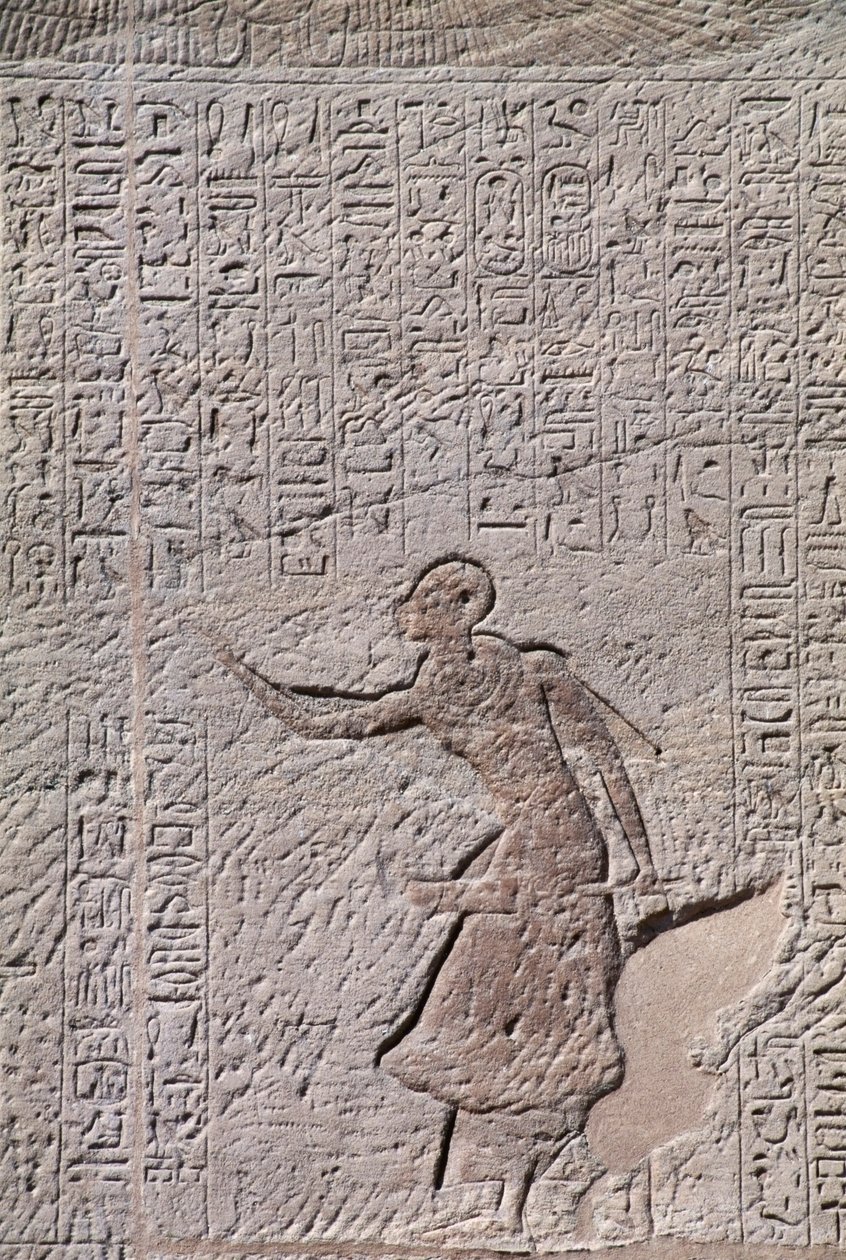 Bas-reliëf van de Kleine Tempel van Hathor, gewijd aan Koningin Nefertari, Abu Simbel door Egyptian 19th Dynasty