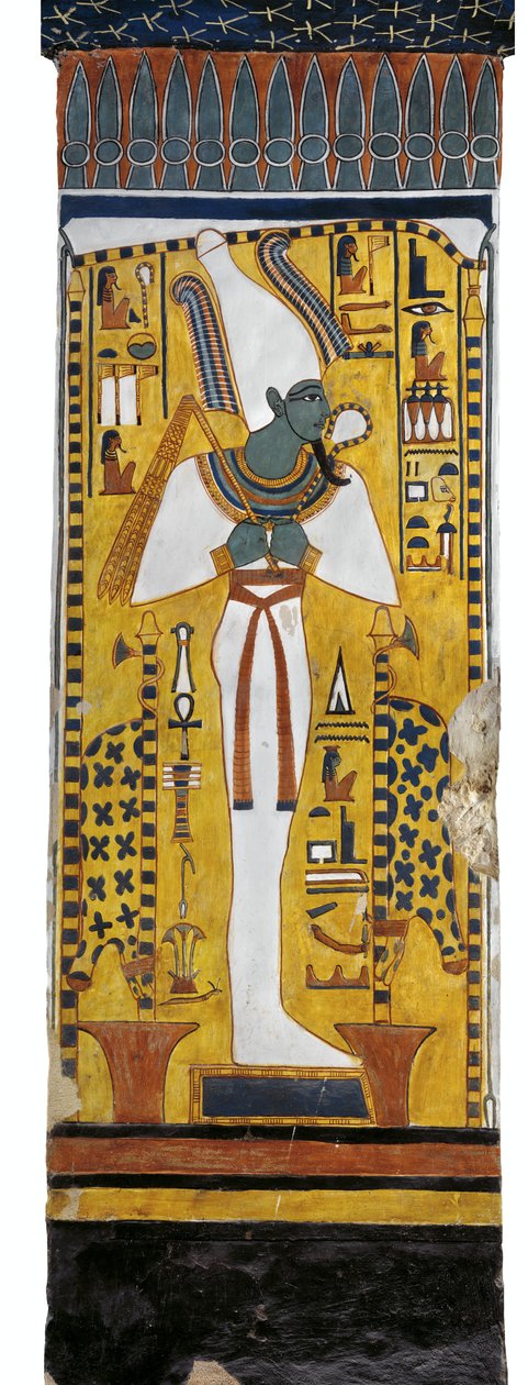 Egypte, Thebe, Luxor, Vallei der Koninginnen, graf van Nefertari, muurschildering van Osiris in grafkamer uit de 19e dynastie door Egyptian 19th Dynasty