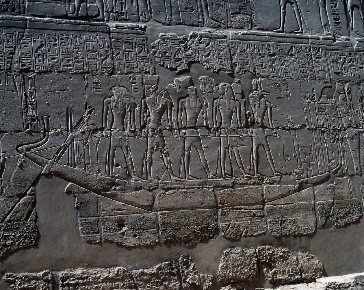 Begrafenisboot, (detail) door Egyptian 19th Dynasty