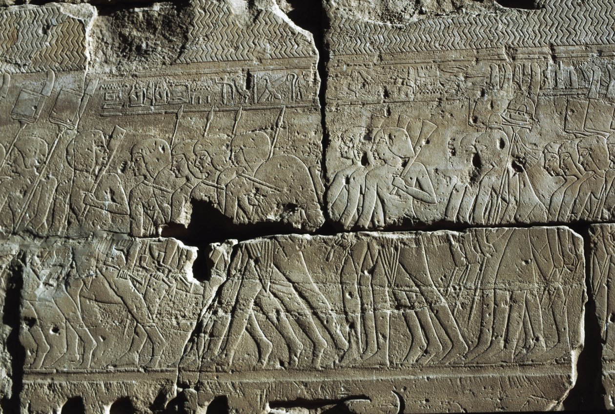 Reliëf, Tempel van Amon, Luxor, oud Thebe (UNESCO Werelderfgoedlijst) door Egyptian 19th Dynasty