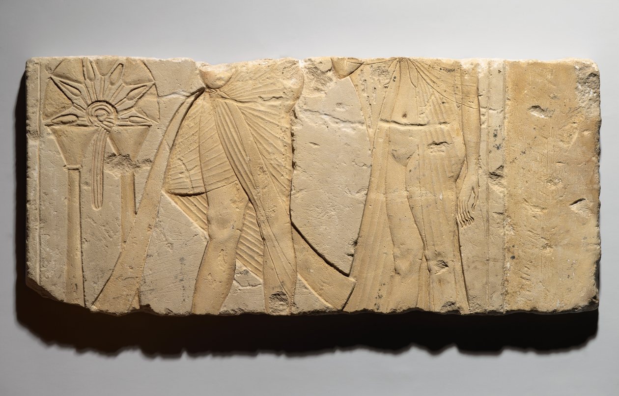 Reliëf dat een offerscène uitbeeldt, uit Tell el-Amarna, Nieuwe Koninkrijk, ca. 1353-1336 v.Chr. door Egyptian 19th Dynasty