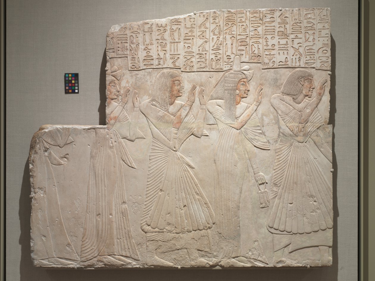 Grafreliëf van de hoofdarts Amenhotep en familie, ca. 1279-1257 v.Chr. door Egyptian 19th Dynasty