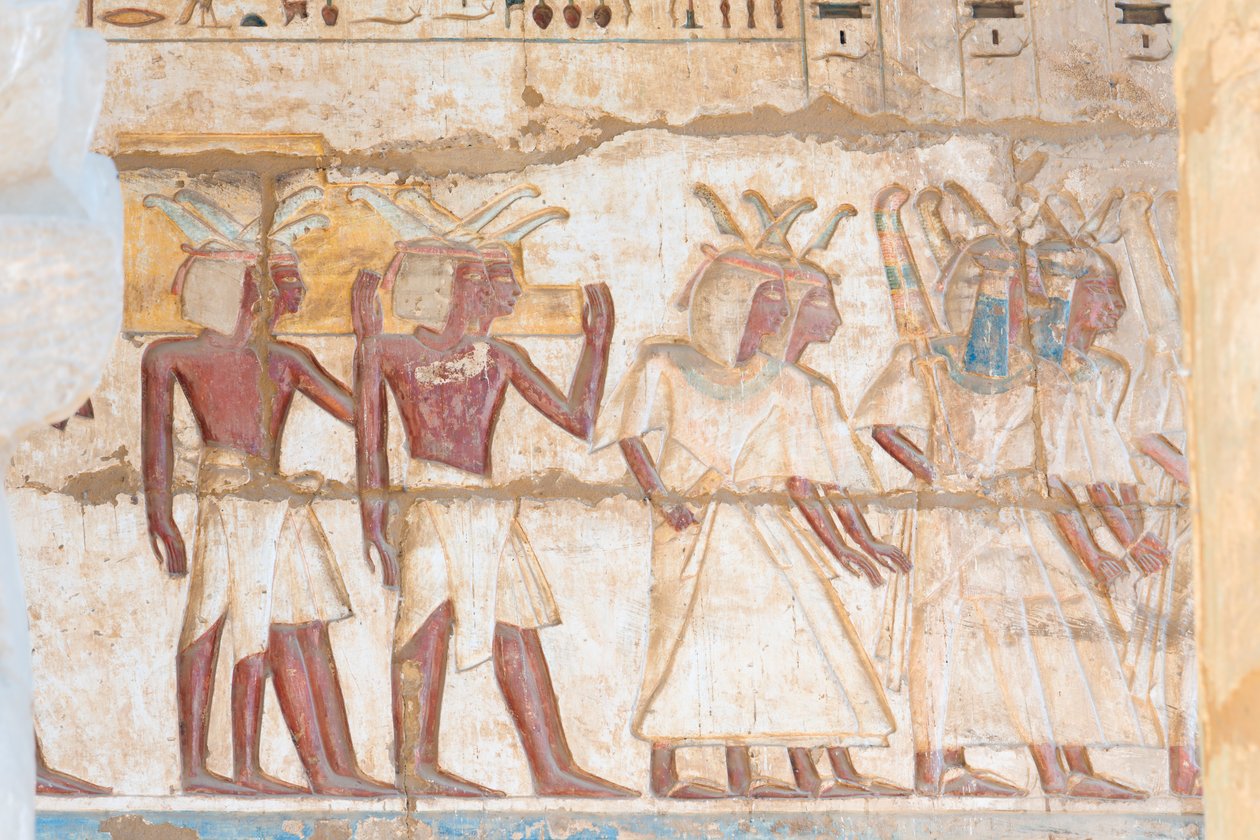 Geschilderd reliëfbeeld op het gewelf door Egyptian 20th Dynasty