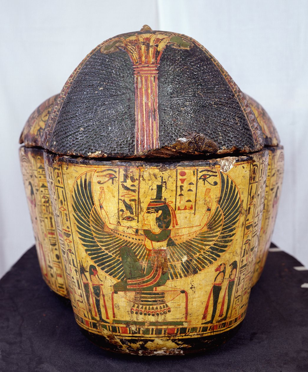 Bovenkant van de kist van de mummie van Nesyamun, mogelijk gevonden in Deir El-Bahri, Nieuwe Koninkrijk, circa 1100 v.Chr. (beschilderd hout) door Egyptian 20th Dynasty
