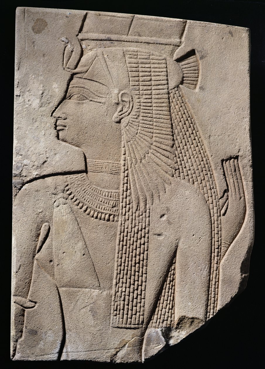 Reliëf van een goddelijke gemalin, Late Periode, c.780-656 v.Chr. door Egyptian 25th Dynasty