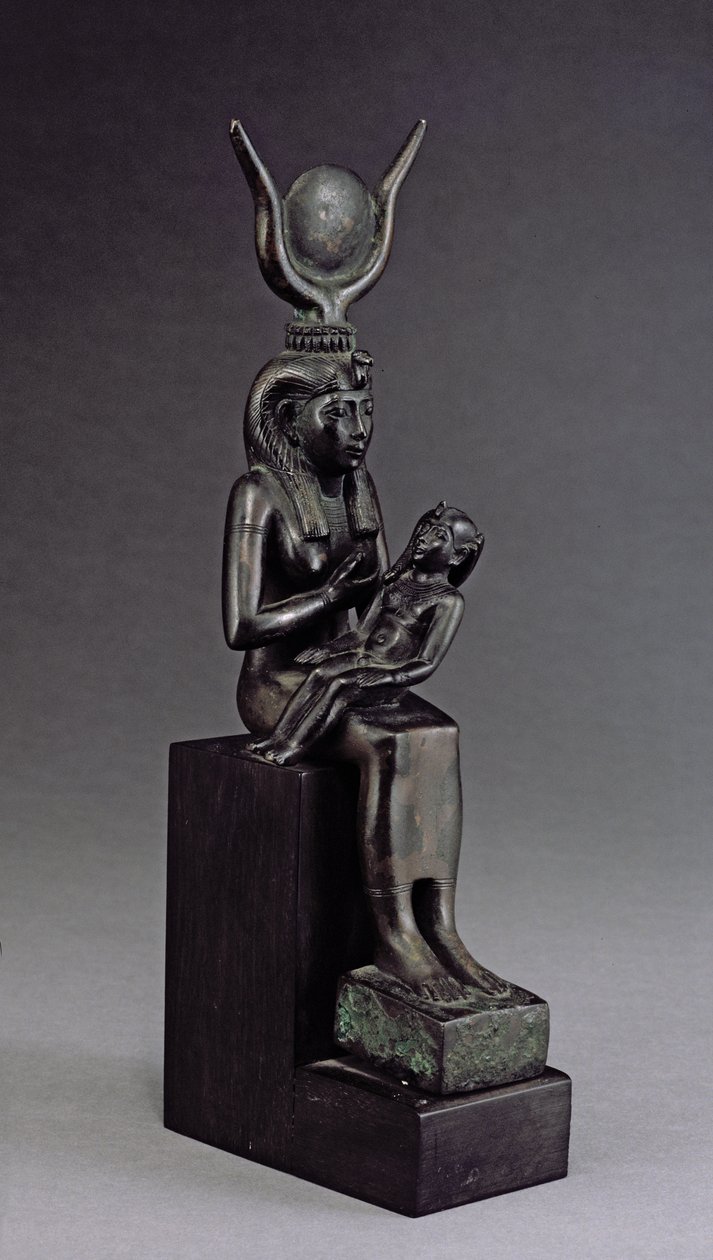 De godin Isis die de zuigeling Horus voedt, Late Periode door Egyptian 26th Dynasty