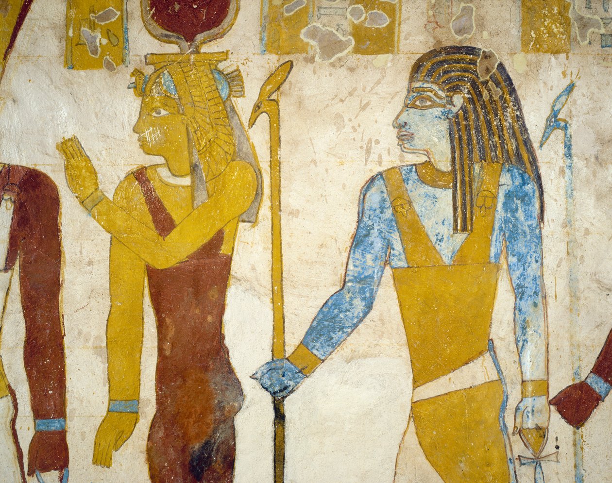 Muurschilderingen uit het Graf van Pa Nentwy, Bahariya-oase, Gizeh, Egypte. Egyptische beschaving, 26e Dynastie, 663-525 v.Chr. door Egyptian 26th Dynasty