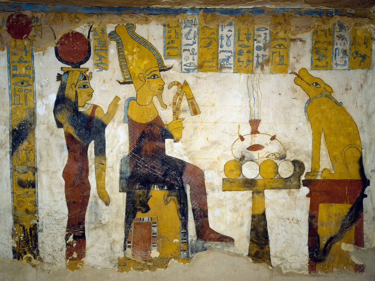 Muurschilderingen uit grafkamer van Graf van Pa Nentwy, Bahariya Oasis, Gizeh, Egypte. Egyptische beschaving, 26e Dynastie, 663-525 v.Chr. door Egyptian 26th Dynasty