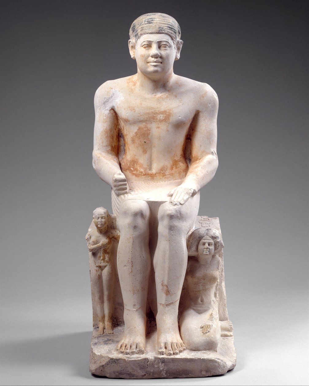 Nikare met zijn vrouw en dochter, ca. 2420-2389 v.Chr. door Egyptian 5th Dynasty