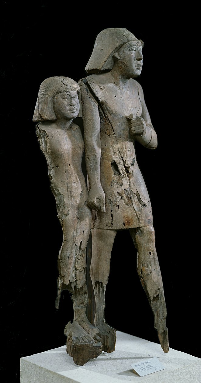 Anoniem paar bekend als het Memphis-paar, Oude Koninkrijk (acaciahout) door Egyptian 6th Dynasty