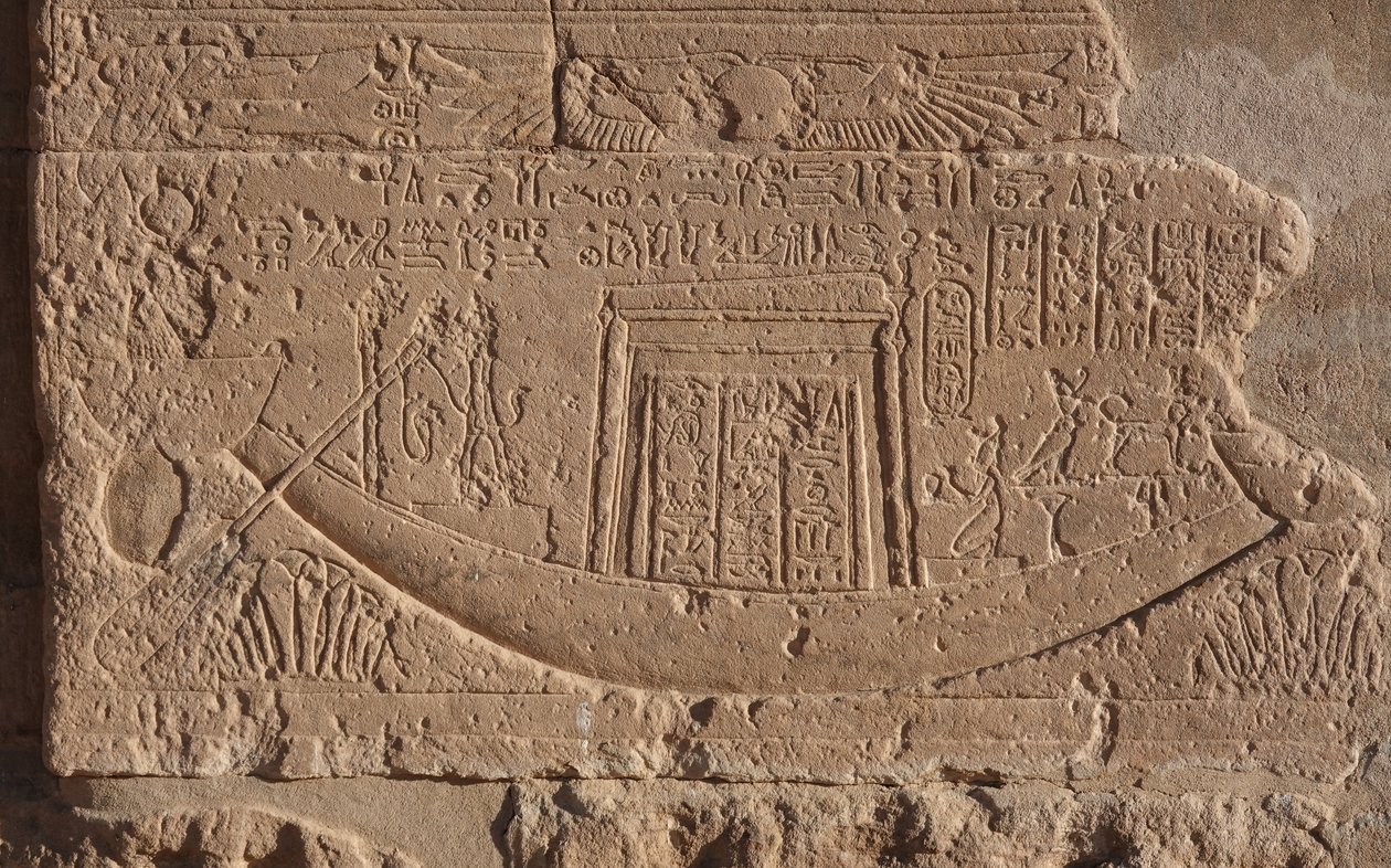 Bootsymbool van leven en de zon, Philae tempel door Egyptian Egyptian
