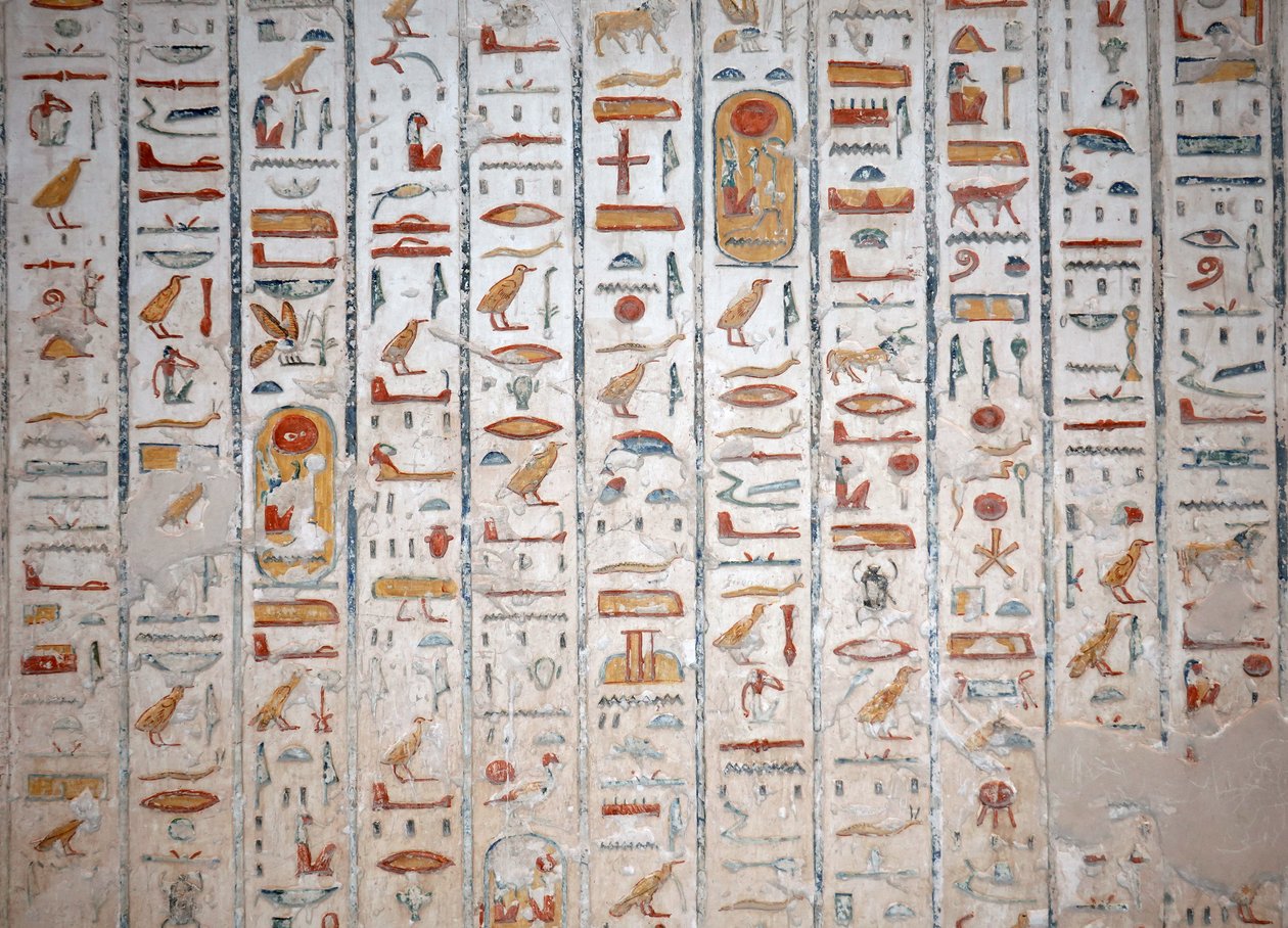 Muurschildering Hiëroglief, Vallei der Koningen, Luxor door Egyptian Egyptian
