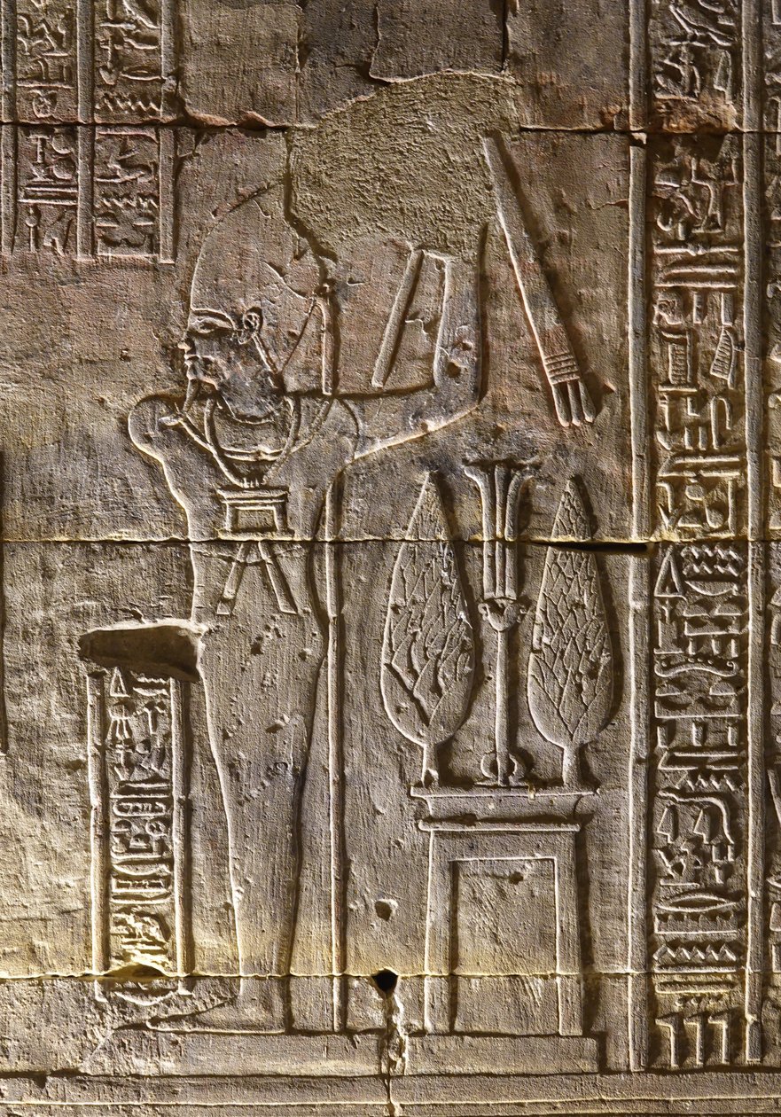 De Farao en zijn attributen, Tempel van Horus in Edfu door Egyptian Egyptian