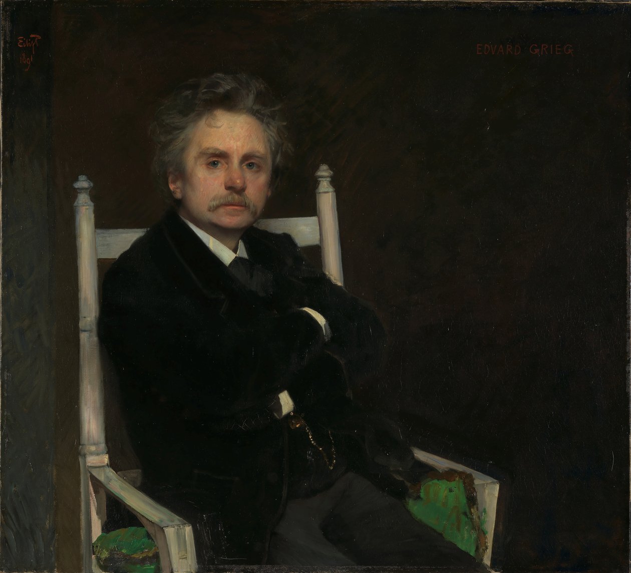 Portret van Edvard Grieg, 1891 door Hjalmer Eilif Emanuel Peterssen