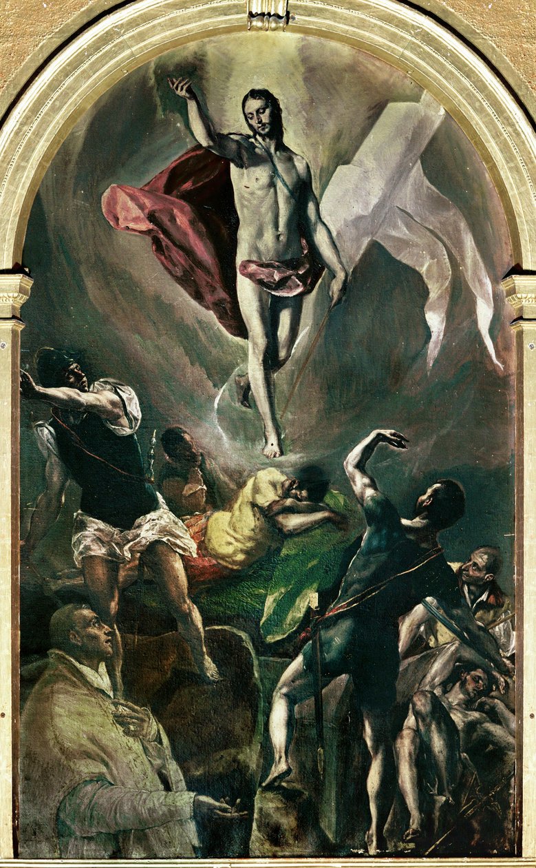 Wederopstanding (schilderij op doek) door El (1541-1614) Greco