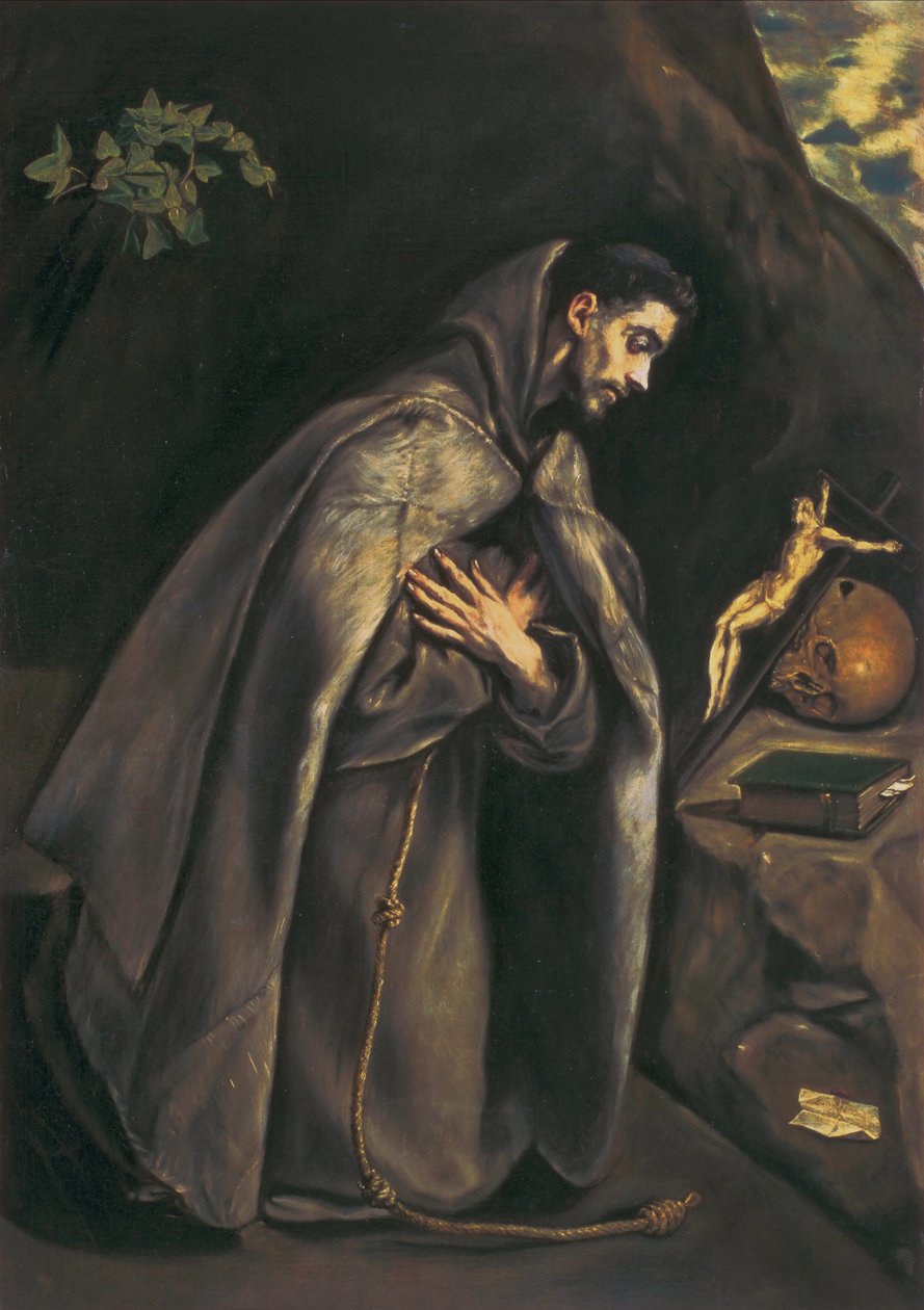 Franciscus vereert het kruisbeeld door El Greco