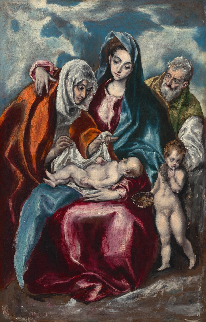 De Heilige Familie met de heilige Anna en de jonge Johannes de Doper door El Greco