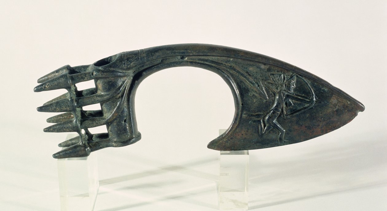 Bijlkop die een boogschutter voorstelt, mogelijk uit Lorestan, Iran, late 2e of vroege 1e millennium v.Chr. door Elamite
