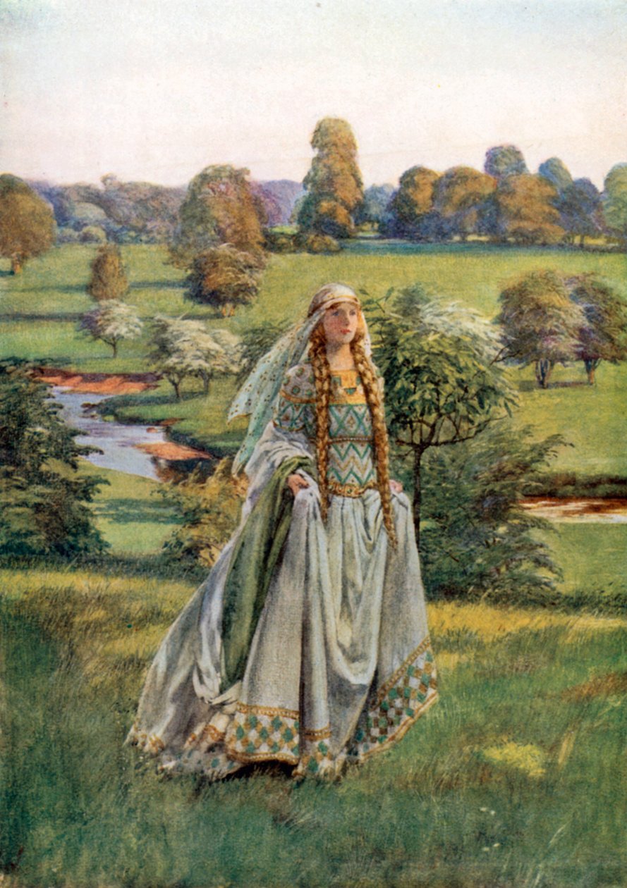 Guinevere. Tennyson (kleurenlitho) door Eleanor Fortescue-Brickdale