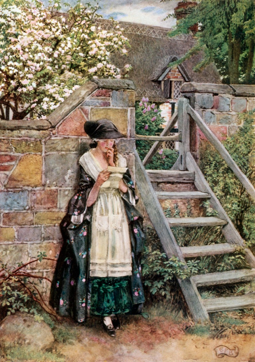 Olivia. Goldsmith. De dominee van Wakefield (kleurenlitho) door Eleanor Fortescue-Brickdale