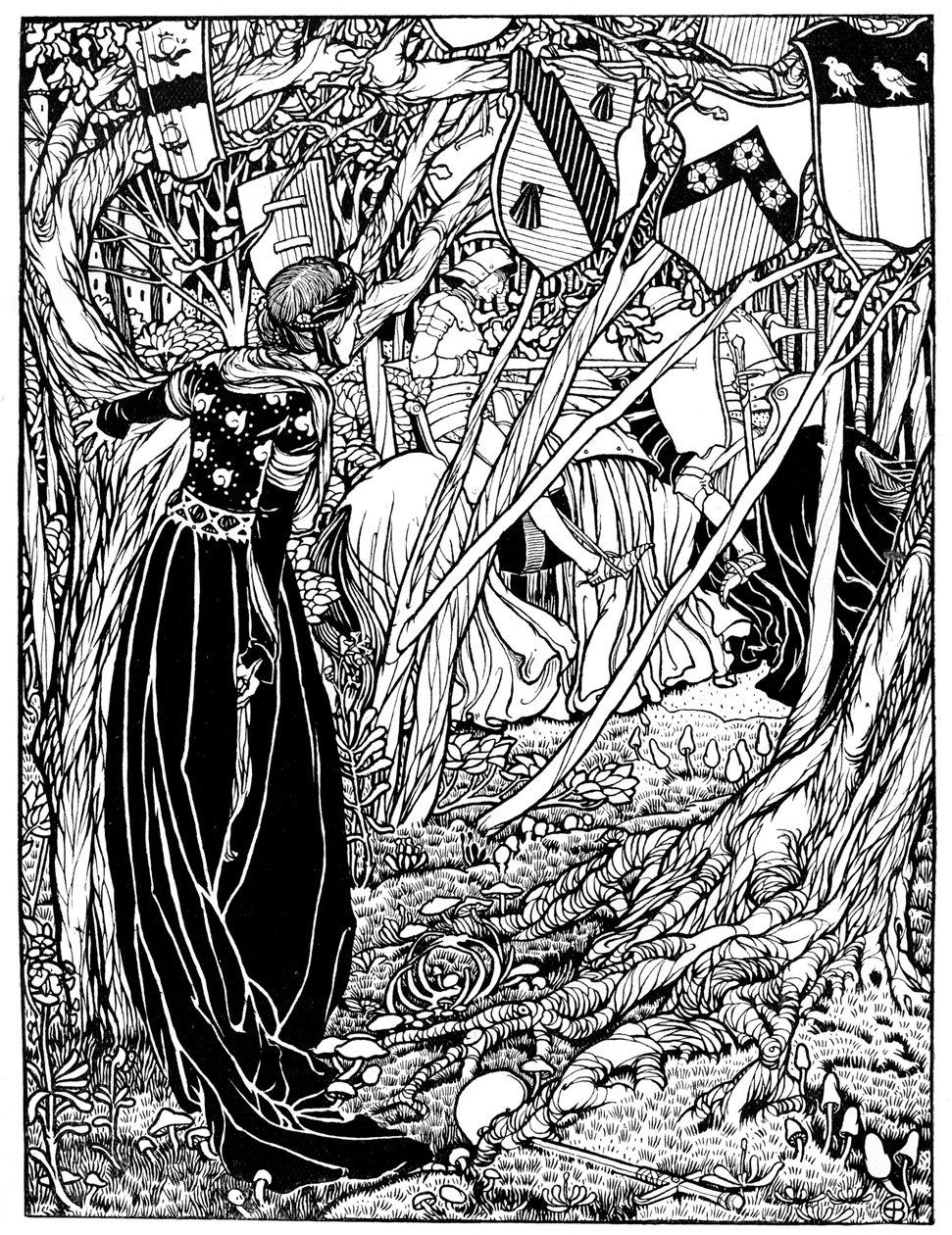 Een illustratie voor Sir Lancelot Du Lake, 1898 door Eleanor Fortescue Brickdale