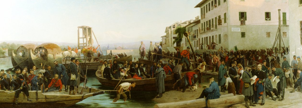 De landing bij Sesto Calende op 26 april 1859, 1865 door Eleuterio Pagliano